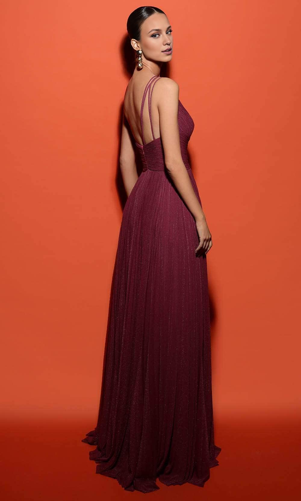 Evening Dresses For Women/ Asymmetrical One-Sleeve Sleeveless Prom Dress Floor Length With Slit Evening Dresses
